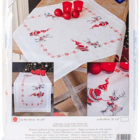 DiY Kits Vervaco Cross Stitch Table Runner Kit Christmas Elves New in Package! - Picture 1 of 2